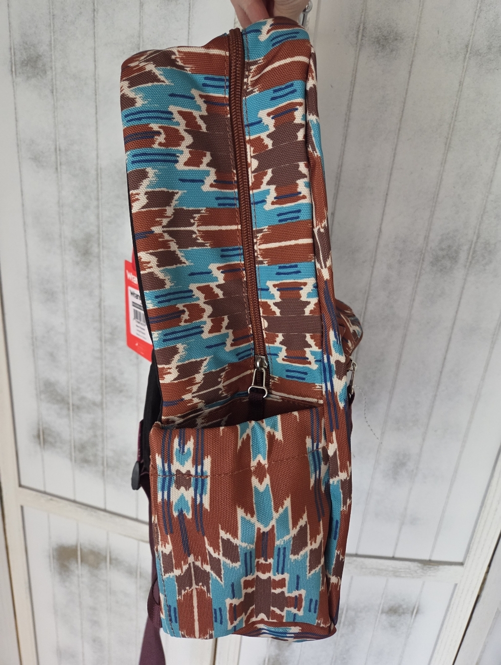 NWT Wrangler Aztec Print Backpack in Brown & Turquoise - Picture 3 of 5